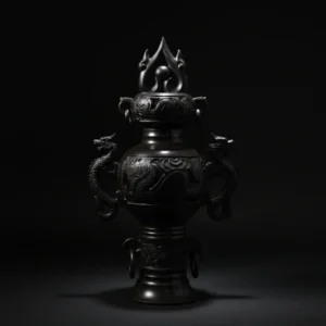 Ancient Dragon Pattern Black Pottery Vase for Modern Home Decor