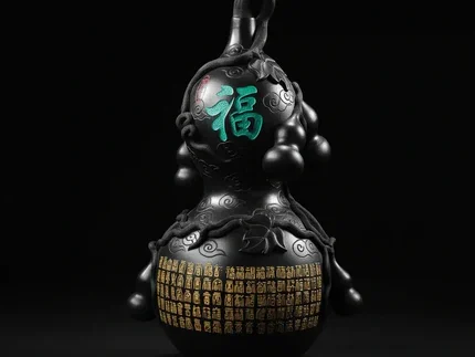 Fuyun gourd: black pottery auspicious object