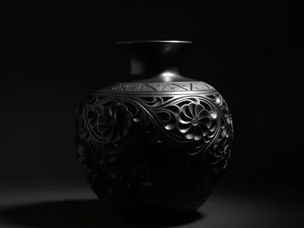 Black Porcelain Vase  Handcrafted Clay Pot