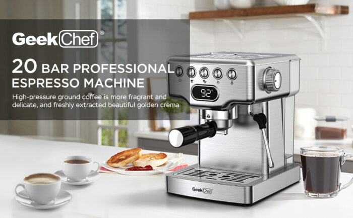 Geek Chef Espresso Machine, 20 Bar Espresso Machine With Milk Frother For Latte, Cappuccino, Macchiato, For Home Espresso Maker, 1.8L Water Tank, Stainless Steel, Ban On Amazon - Image 10