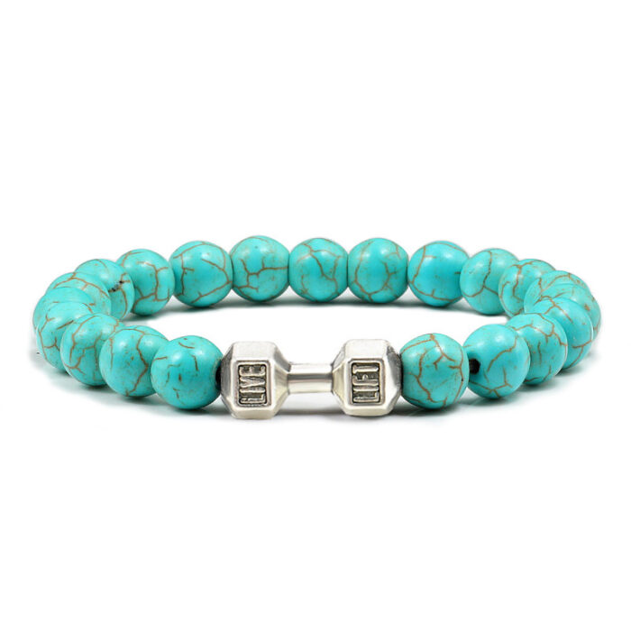 Turquoise Energy Gun Black Electroplated Alloy Barbell Bracelet - Image 4