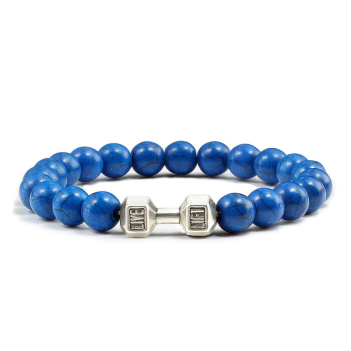 Turquoise Energy Gun Black Electroplated Alloy Barbell Bracelet - Image 8
