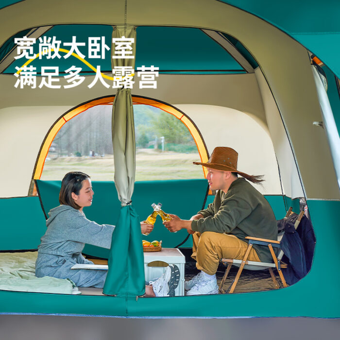 Tent outdoor camping overnight two-bedroom one-living room folding portable thickened rainproof outdoor sunshade camping equipment - Image 3