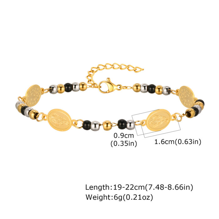 Stainless Steel Round Beads Virgin Gold Bracelet - Image 2