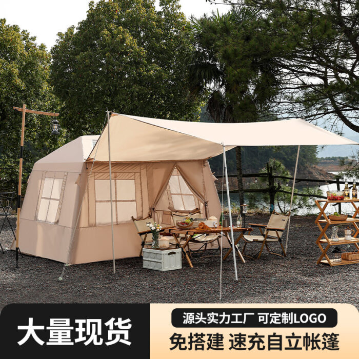 Outdoor inflatable hut ridge tent