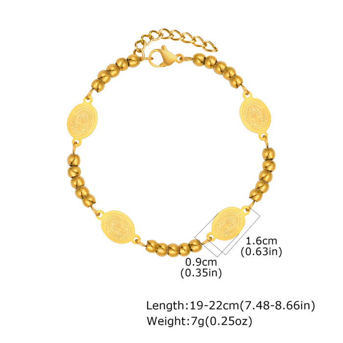 Stainless Steel Round Beads Virgin Gold Bracelet - Image 6