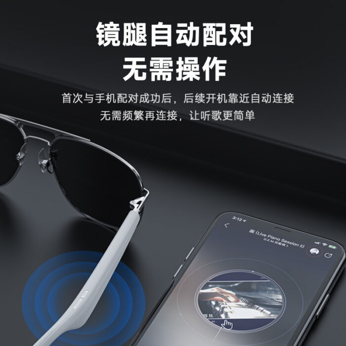 Cross-border hot-selling pilot Bluetooth audio call smart glasses music semi-open outdoor sports sunglasses - Image 2