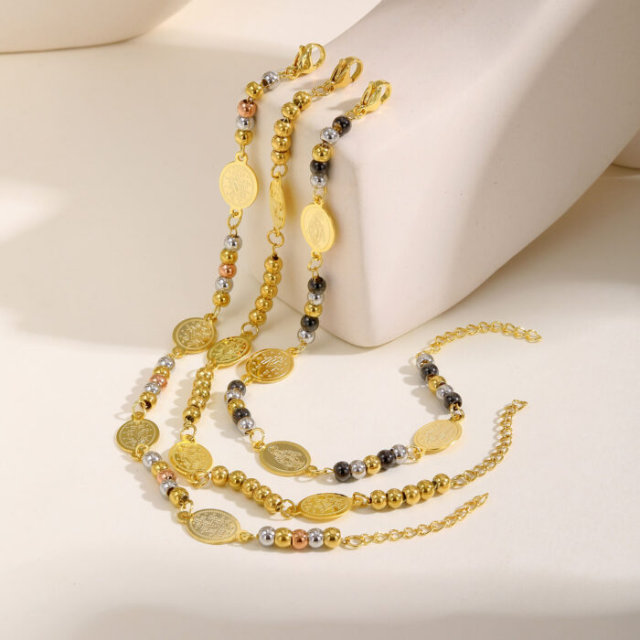 Stainless Steel Round Beads Virgin Gold Bracelet - Image 3