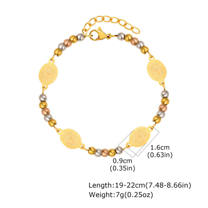 Stainless Steel Round Beads Virgin Gold Bracelet - Image 5