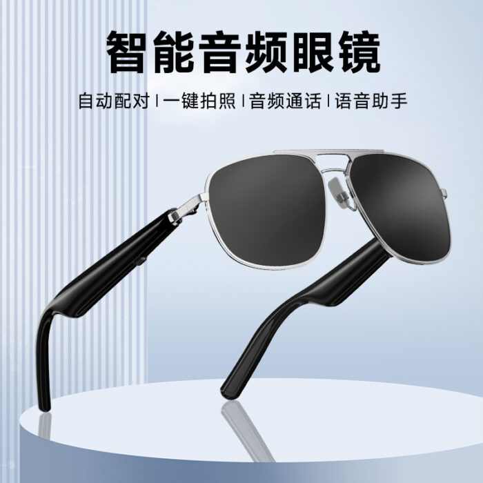 Cross-border hot-selling pilot Bluetooth audio call smart glasses music semi-open outdoor sports sunglasses - Image 3