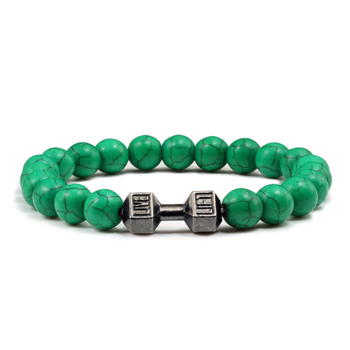 Turquoise Energy Gun Black Electroplated Alloy Barbell Bracelet - Image 6