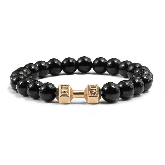 Turquoise Energy Gun Black Electroplated Alloy Barbell Bracelet - Image 9