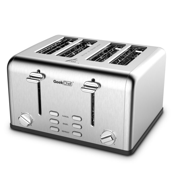 Toaster 4 Slice, Geek Chef Stainless Steel Extra-Wide Slot Toaster With Dual Control Panels Of Bagel,Defrost,Cancel Function,Ban Amazon - Image 8