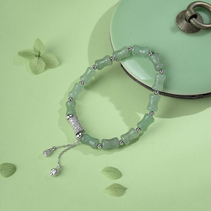 New Chinese-style Flower Embellishment Bracelet For Women, National Style Bamboo Segment Bracelet - Image 4
