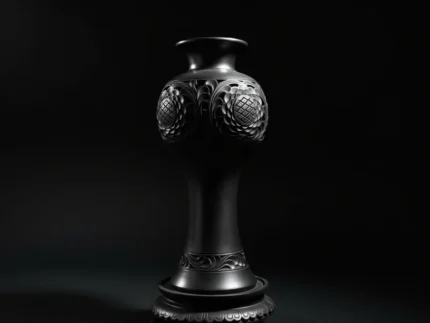 Black Ceramic Home Decor | Handcrafted Black Pottery Art Piece