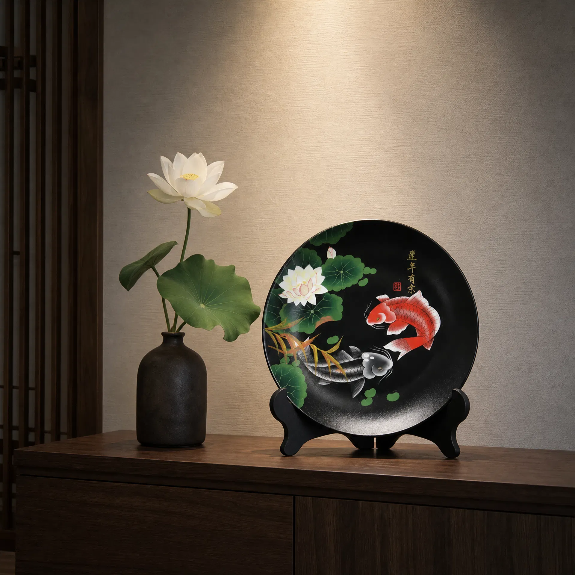 Handcrafted Black Pottery Plate - Image 2