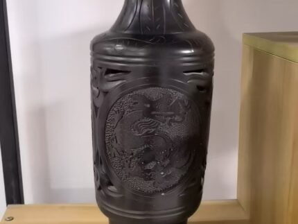 Celestial Dragon: Hand-Carved Black Pottery Masterpiece Vase