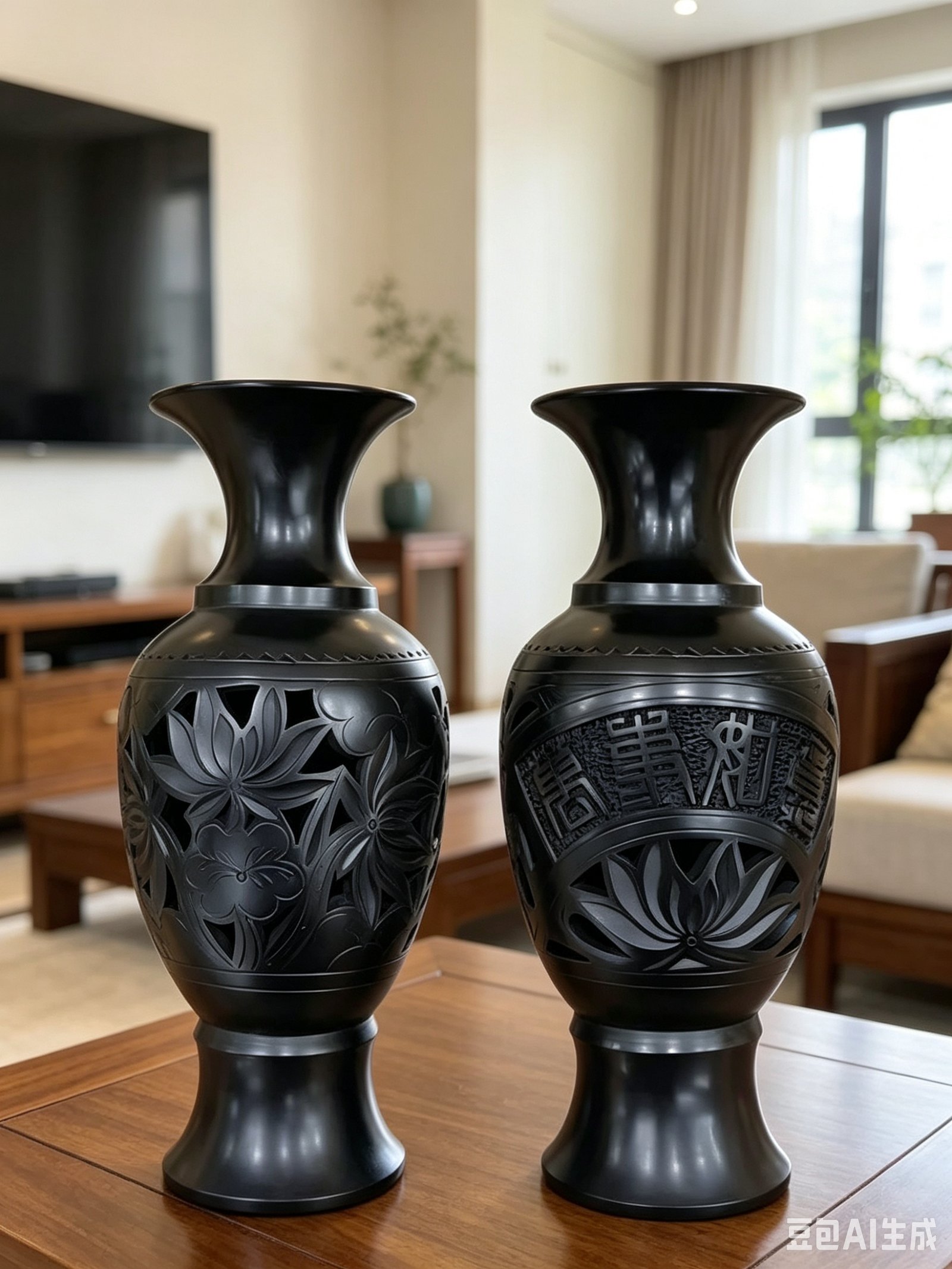 Black Ceramic Vase Set - Image 3